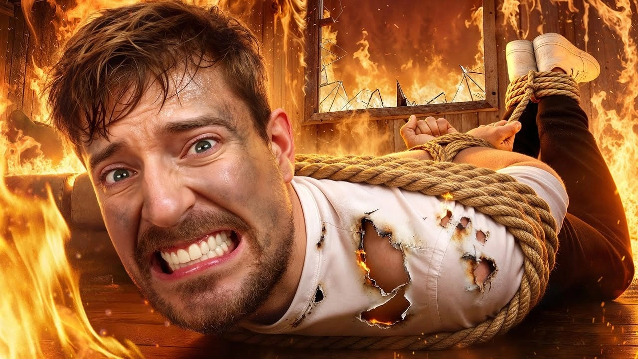 Una miniatura de un vídeo de MrBeast en YouTube (sin IA)