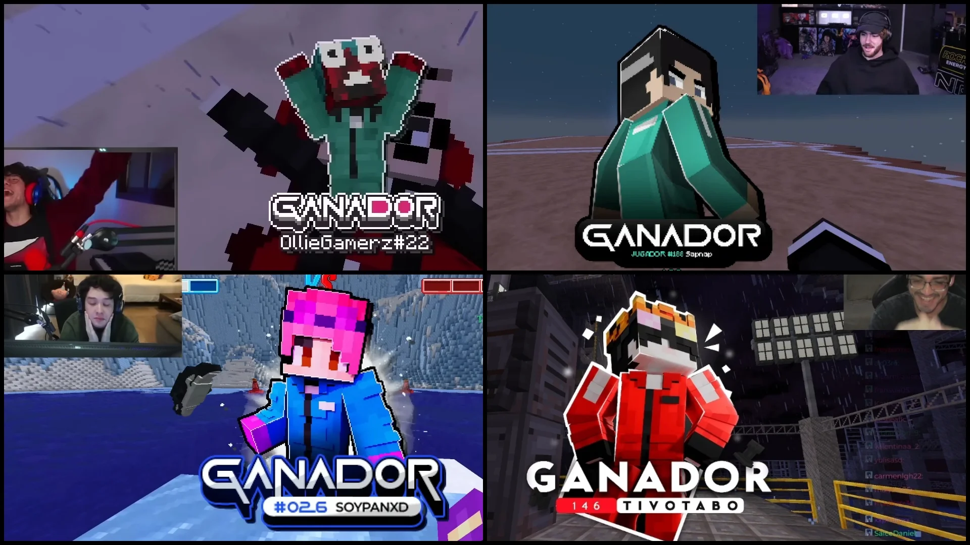 Todos los ganadores de Squid Craft Games Todos los ganadores de Squid Craft Games