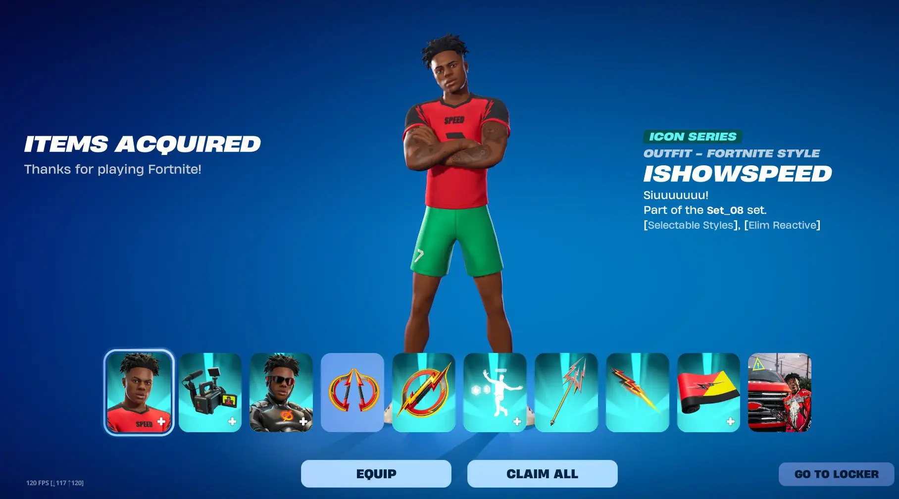 IShowSpeed en Fortnite: así es su skin de icono.