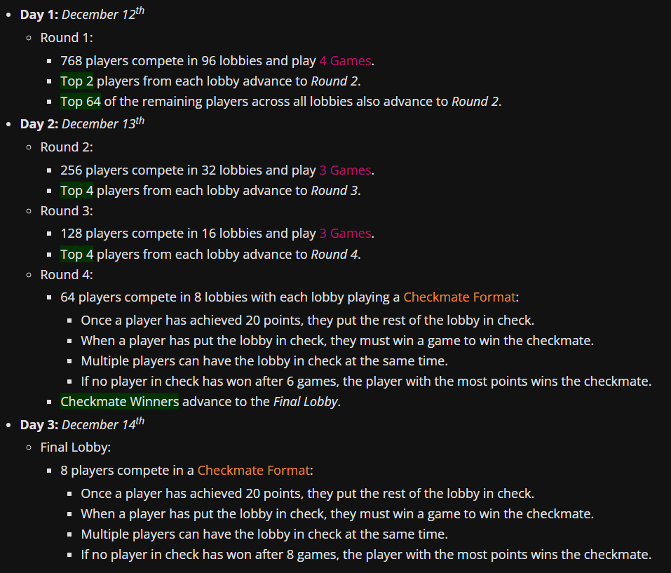 Formato resumo del TFT París Open vía Leaguepedia.