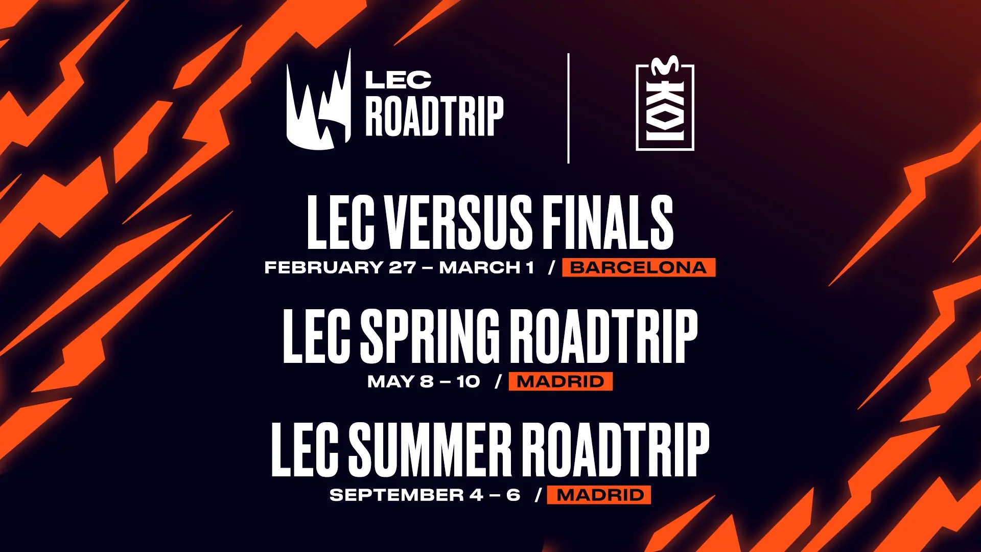 Ni una ni dos ni tres, sino tres LEC Roadtrip de Movistar KOI en 2026