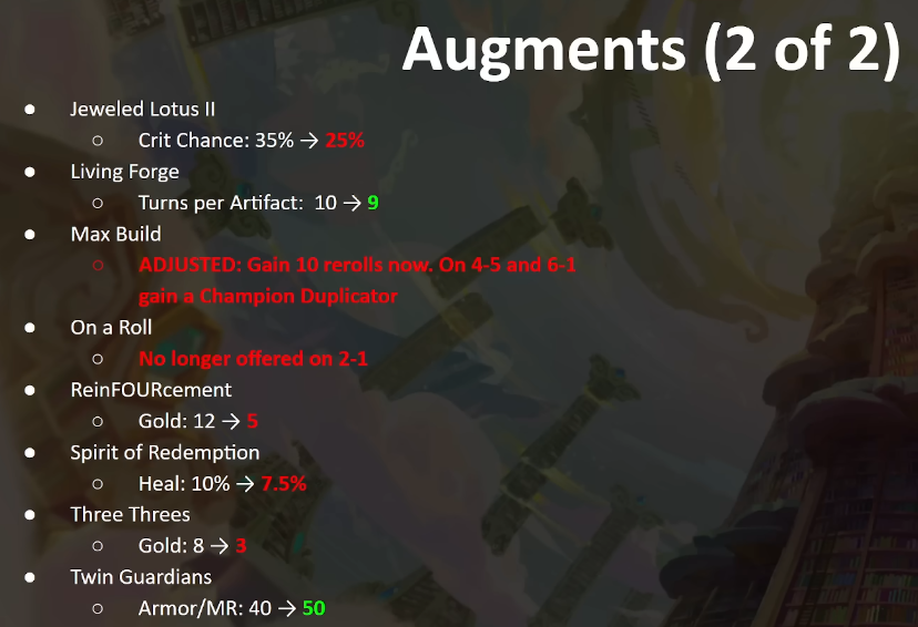 Cambios a aumentos en el parche 16.4 (2).