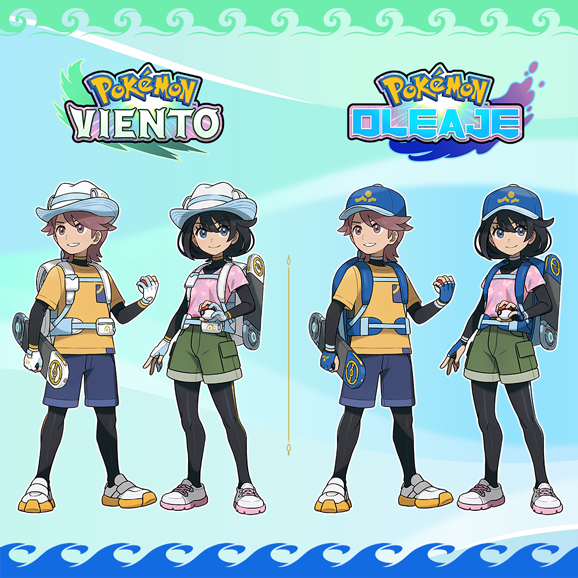Todos los detalles de Pokémon Viento y Pokémon Oleaje: la 10ª generación Los dos nuevos protagonistas de Pokémon Viento y Pokémon Oleaje.