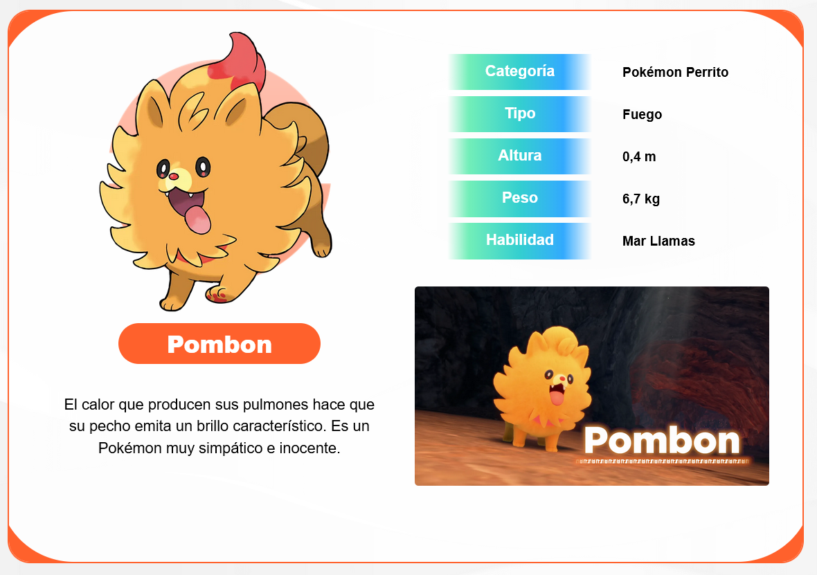 Todos los detalles de Pokémon Viento y Pokémon Oleaje: la 10ª generación Pombón, el inicial de tipo fuego de la 10ª generación