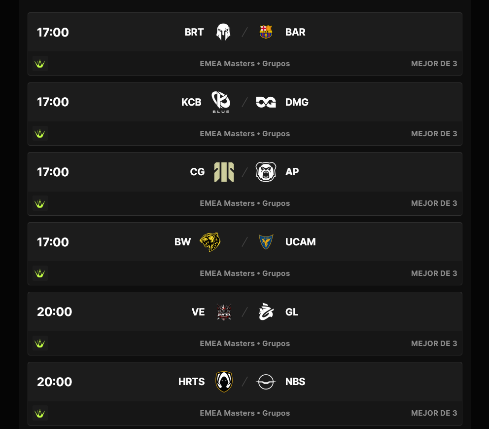 Todo sobre el EMEA Masters 2026 de invierno: grupos, formato y equipos Así se ven los horarios del EMEA Masters 2026 en la web de LoLesports.