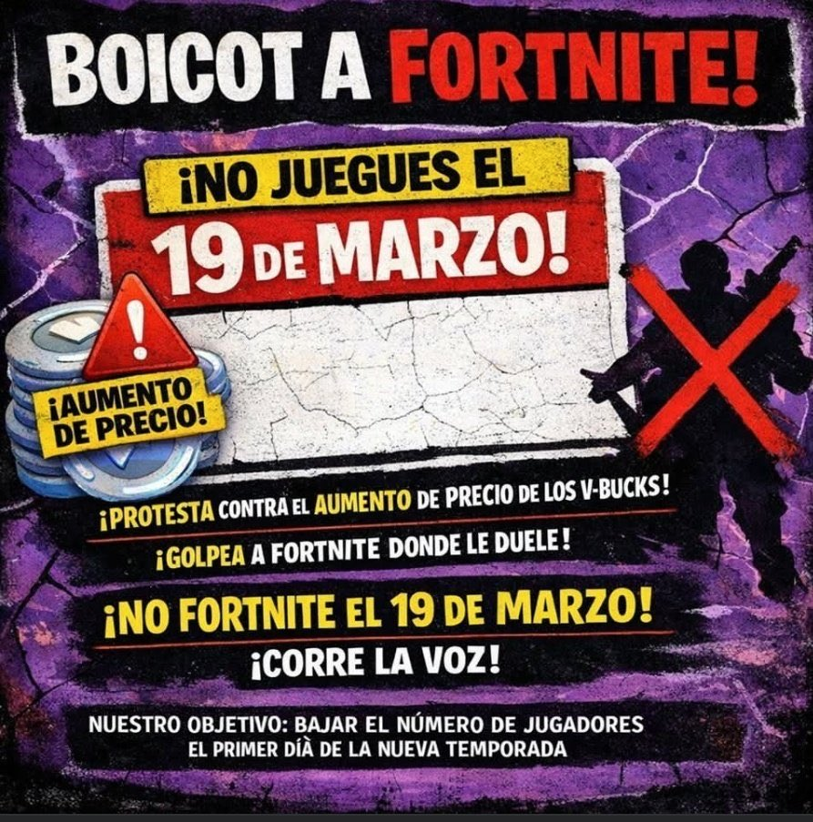 Huelga en Fortnite por la subida del precio de los paVos: protestas contra Epic Games El cartel de la huelga en Fortnite.