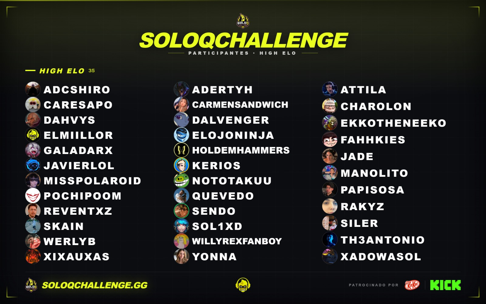 Todos los participantes del SoloQ Challenge 2026: lista de high elo y low elo Todos los participantes del SoloQ Challenge 2026: lista de high elo y low elo