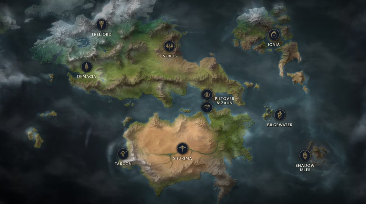 Riot "ficha" para League of Legends a uno de sus mejores escritores de narrativas Mapa oficial de Runaterra.