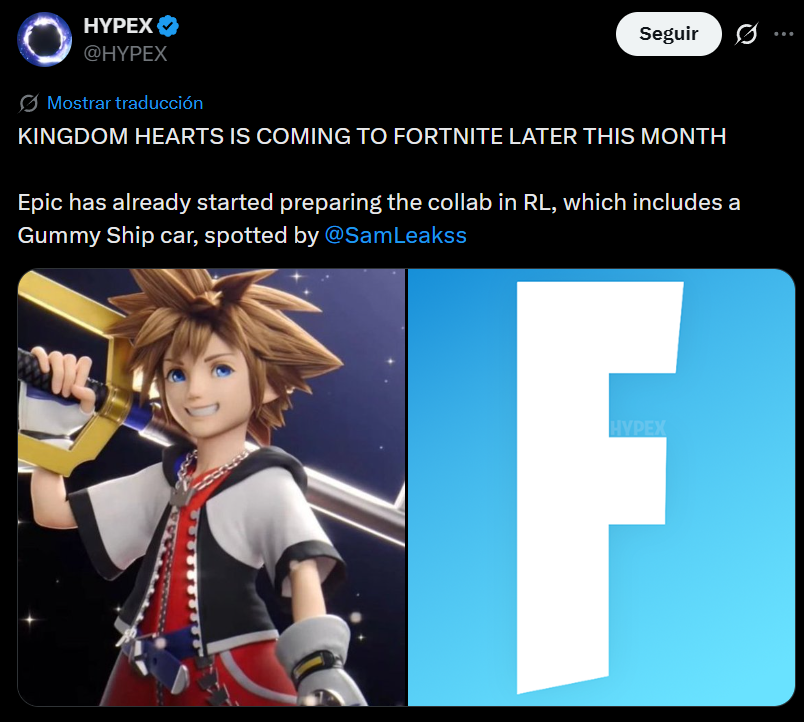 Kingdom Hearts llegará oficialmente a Fortnite y Rocket League con la nueva temporada 4 Kingdom Hearts llegará a Fortnite.