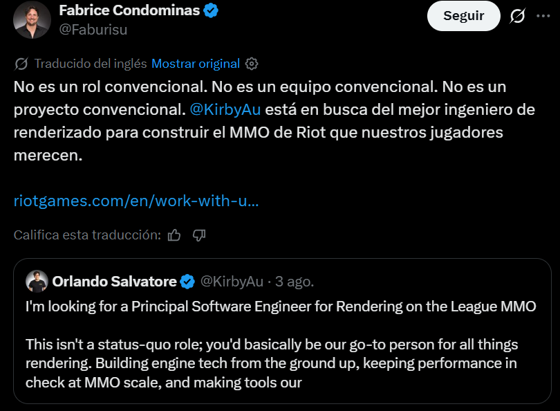 "Malas" noticias para el MMO de Riot Games: buscan un puesto clave para su lanzamiento "Malas" noticias para el MMO de Riot Games.