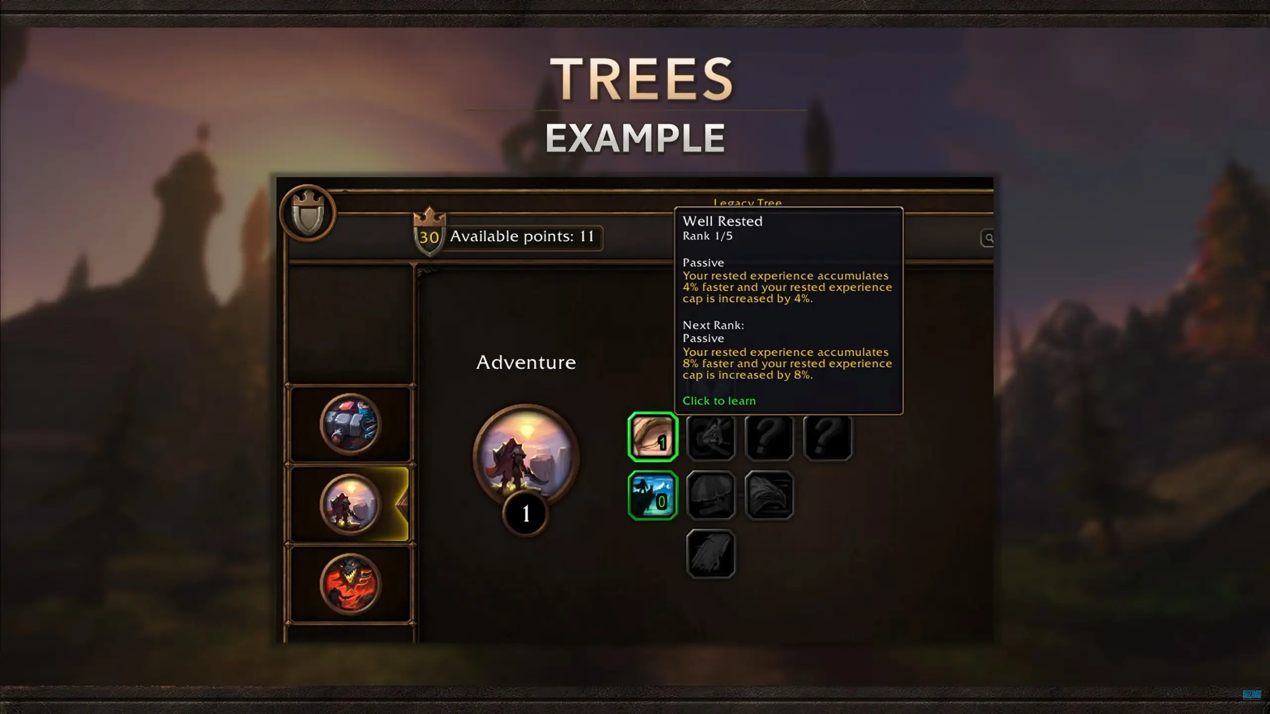 Un ejemplo de Legacy Points en WoW Forever.