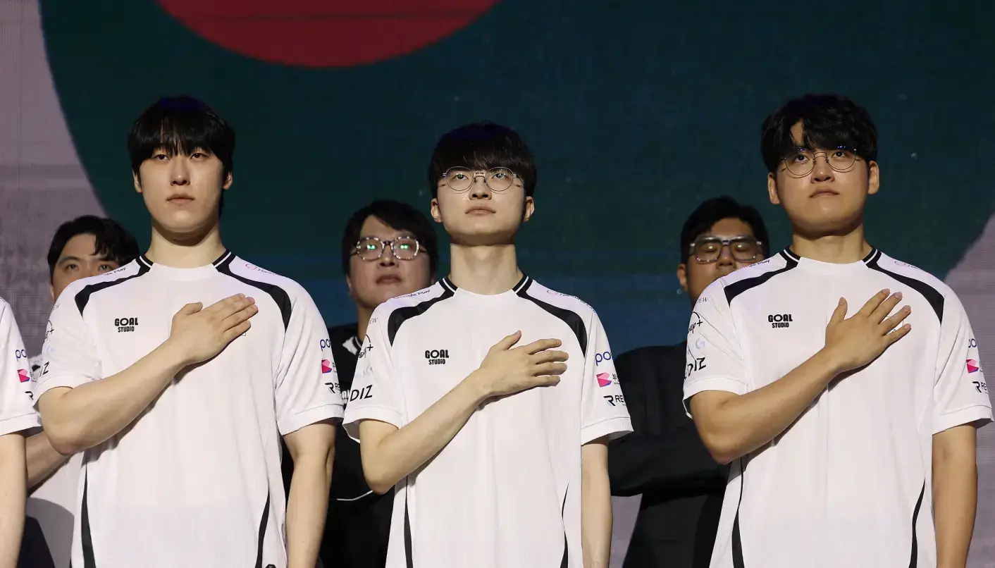 Zeka, Faker y Gumayusi en los Asian Games 2026.