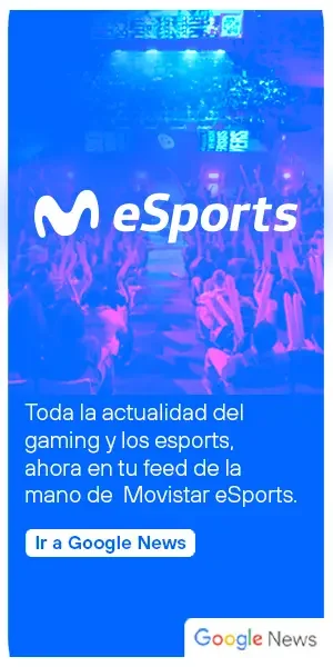 Logo de Movistar eSports y goole news sobre fondo de League of Legends con invitación a Google News.